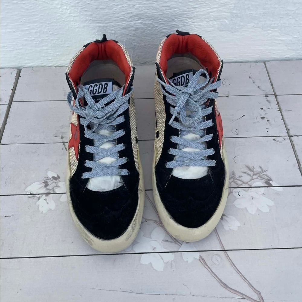 Golden Goose Multicolor Star-Accent Sneakers in Black, Red, Cream